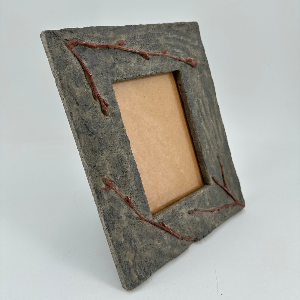 Vintage 1997 JE Rustic Stone Look Branch 4x6 Picture Frame Grey Nature Decor